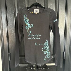 Alp N Rock Black Long Sleeve Tee with Blue and Purple Accents